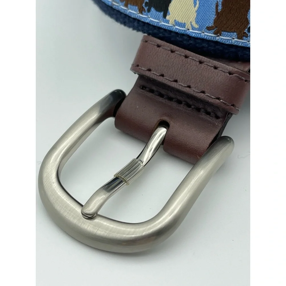 The Belted Cow Three 3 Labs Dogs Belt Leather Brass Buckle Webbing Sz 50